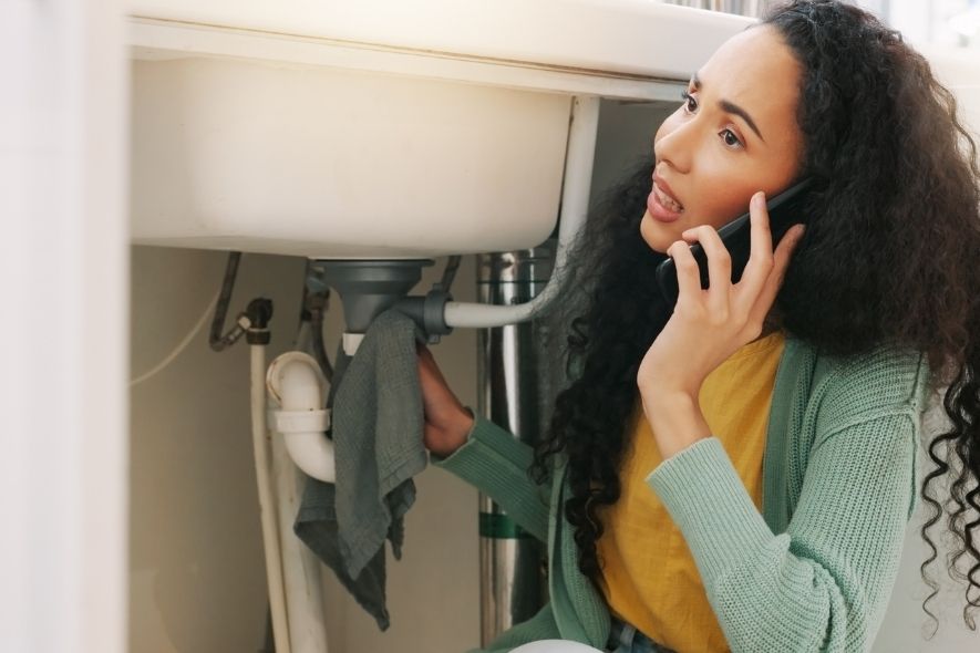 woman with plumbing issue