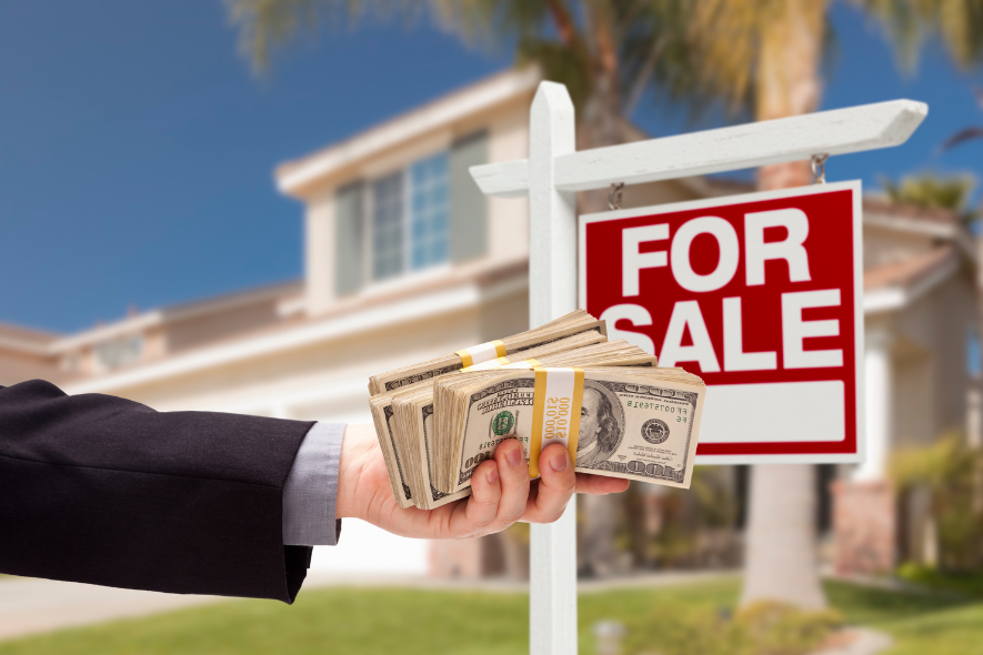 cash and for sale sign