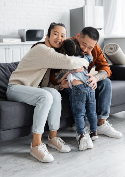 Family hugging - growing savings for future